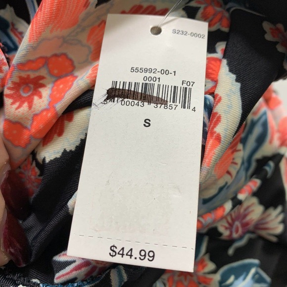 NEW - Women’s Size Small Black And Blue Floral Print One Piece Swimsuit Swimwear - Picture 9 of 12